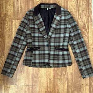 FRENCHI Brown Plaid Blazer Size S